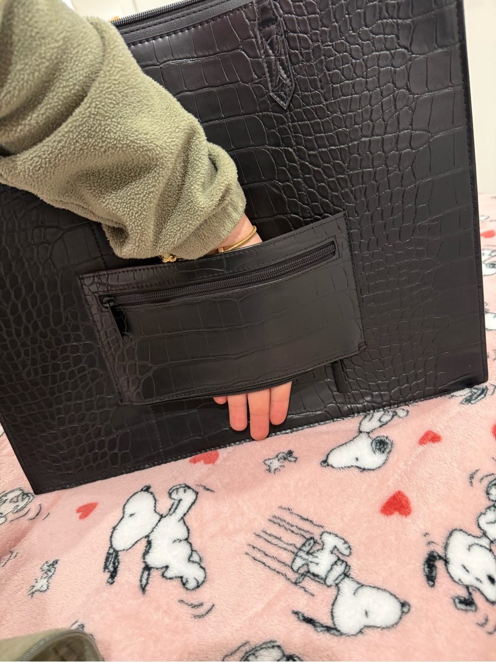 BEIS Black Croc-Embossed Tote - Picture 10 of 16